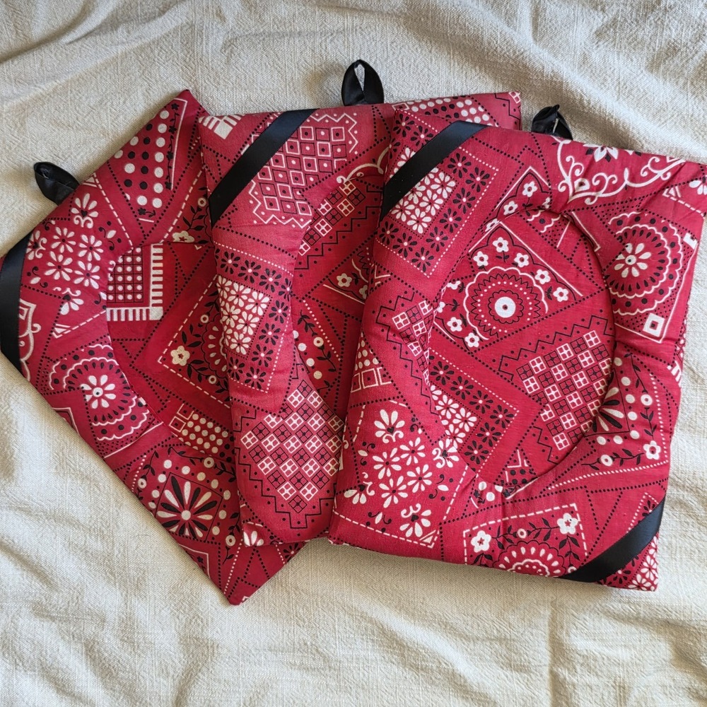Vintage 3-D red Bandana Western  style fabric picture photo frame 4" X 6"‎